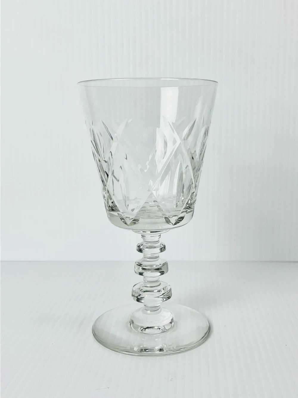 Set of Four Rock Sharpe Olive and Cross Footed Water / Wine Goblets